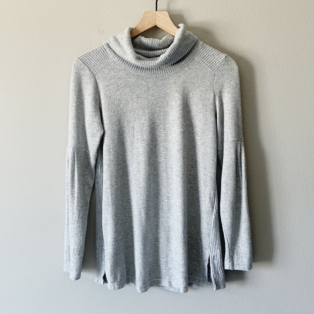 Saturday Sunday by Anthropologie Gray Cowl Neck Sweater Metallic Threading XS
